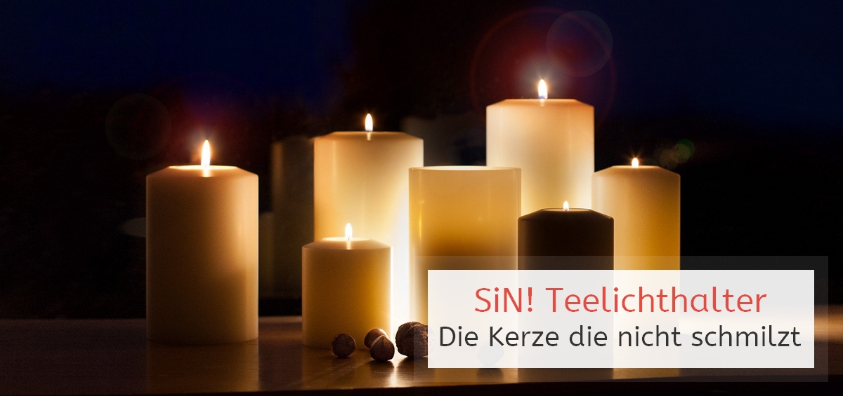 SiN! Teelichthalter in Kerzenform, Dauerkerze mit Teelicht, Teelichtkerze in Kerzenoptik und Kerzenform, Kunststoffkerze mit Teelichteinsatz - inkl. Teelicht